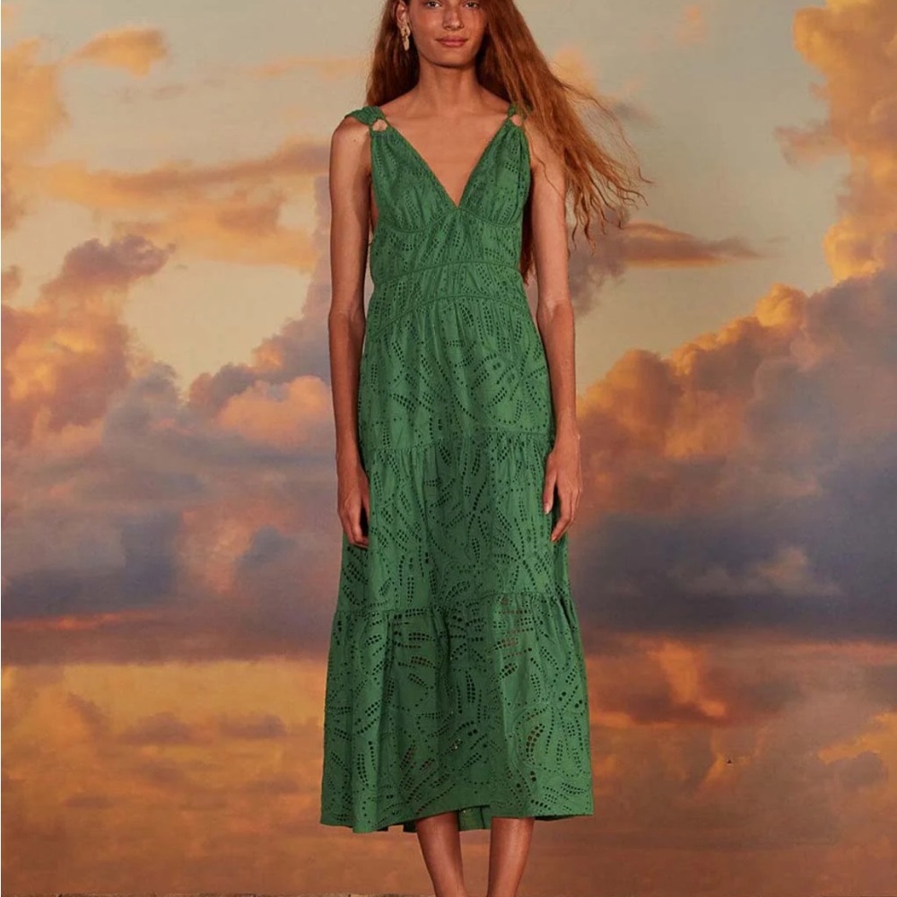 farm rio monstera eyelet maxi dress